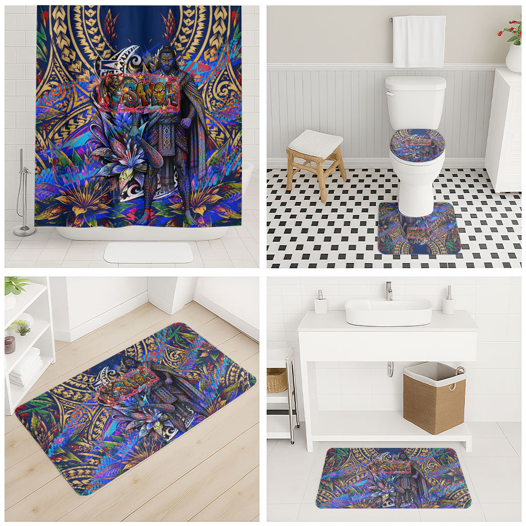 American Samoa Warrior Bathroom Set Polynesian Fruit Bat Talofa Urban Graffiti Street Art TS04 - Polynesian Pride