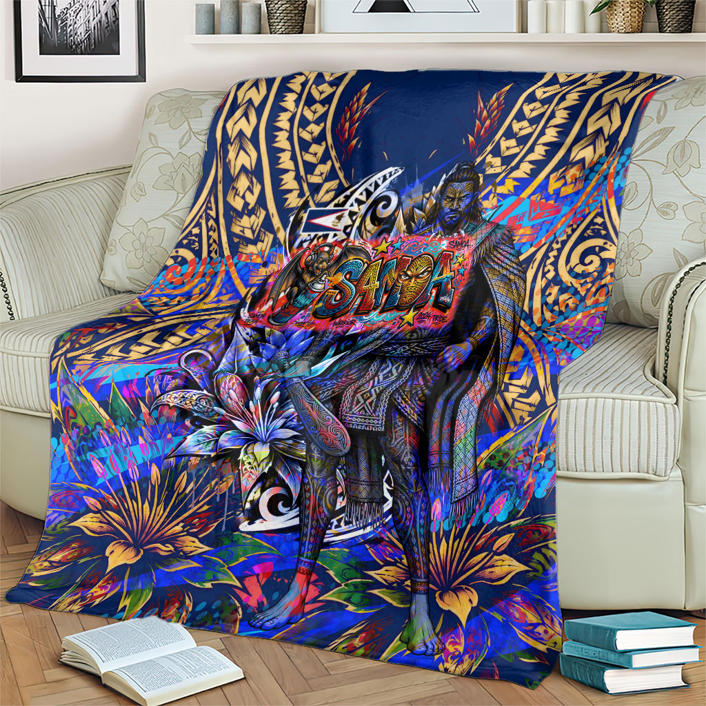 American Samoa Warrior Blanket Polynesian Fruit Bat Talofa Urban Graffiti Street Art TS04 - Polynesian Pride