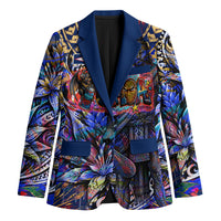 American Samoa Warrior Blazer Polynesian Fruit Bat Talofa Urban Graffiti Street Art TS04 Unisex Blue Yellow - Polynesian Pride