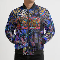 American Samoa Warrior Bomber Puffer Jacket Polynesian Fruit Bat Talofa Urban Graffiti Street Art TS04 - Polynesian Pride