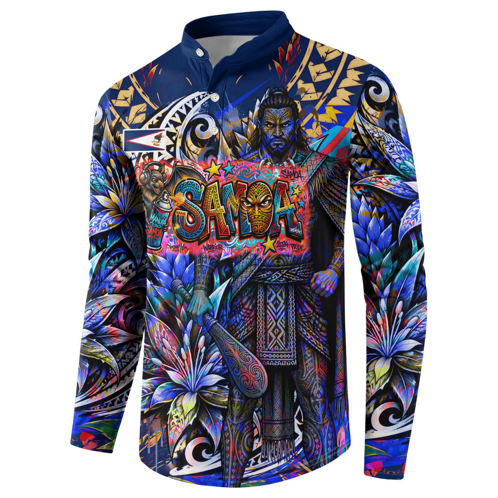 American Samoa Warrior Button Sweatshirt Polynesian Fruit Bat Talofa Urban Graffiti Street Art TS04 - Polynesian Pride