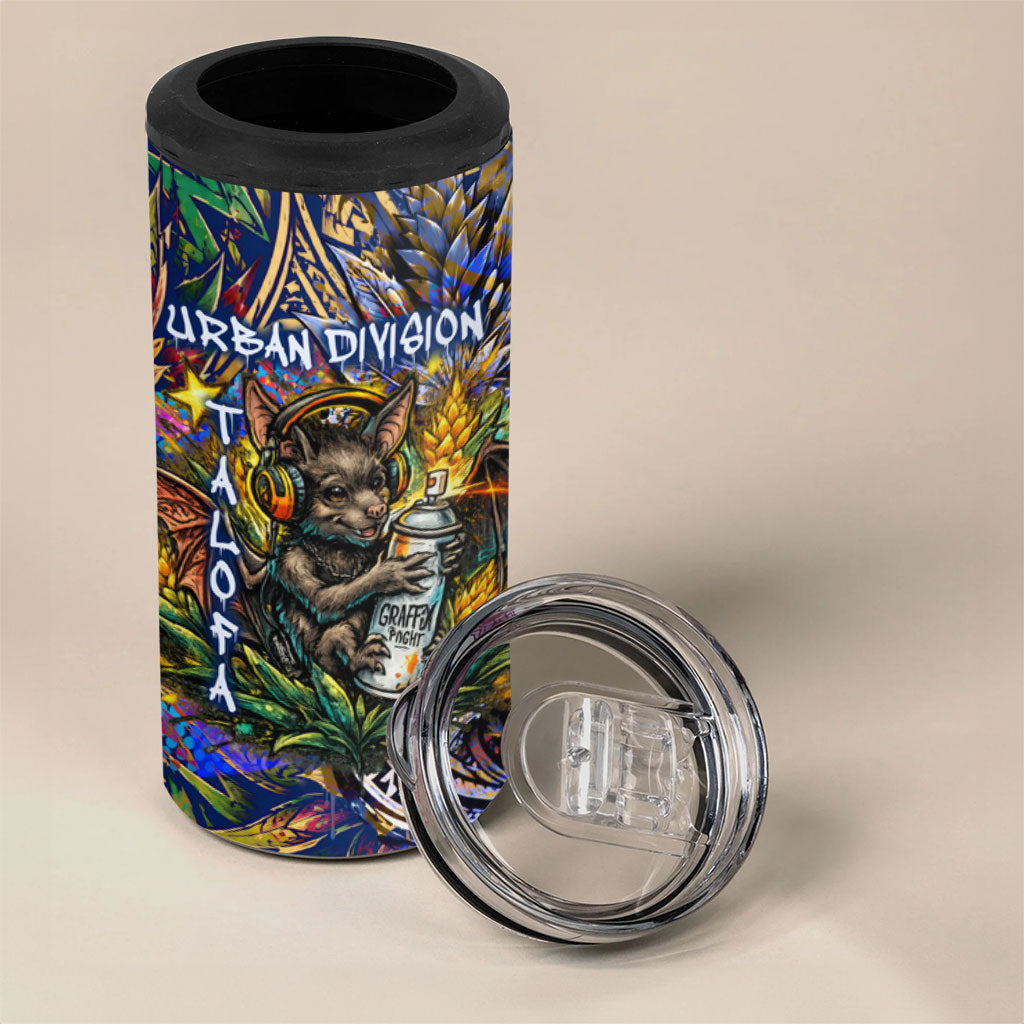 American Samoa Warrior 4 in 1 Can Cooler Tumbler Polynesian Fruit Bat Talofa Urban Graffiti Street Art TS04 - Polynesian Pride