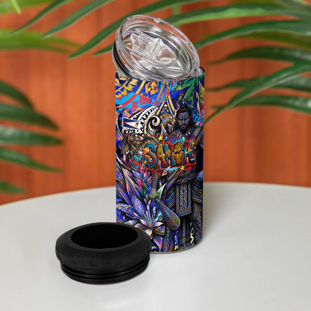 American Samoa Warrior 4 in 1 Can Cooler Tumbler Polynesian Fruit Bat Talofa Urban Graffiti Street Art TS04 - Polynesian Pride