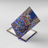 American Samoa Warrior Canvas Wall Art Polynesian Fruit Bat Talofa Urban Graffiti Street Art TS04 With Frame Blue Yellow - Polynesian Pride