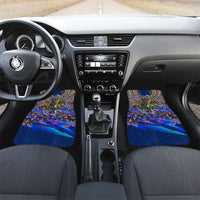 American Samoa Warrior Car Mats Polynesian Fruit Bat Talofa Urban Graffiti Street Art TS04 Set 2pcs - Front Blue Yellow - Polynesian Pride