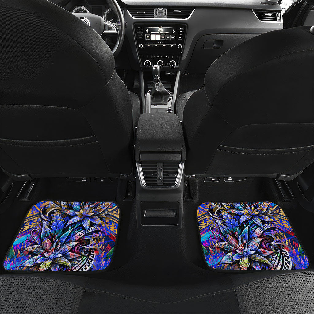 American Samoa Warrior Car Mats Polynesian Fruit Bat Talofa Urban Graffiti Street Art TS04 Set 2pcs - Back Blue Yellow - Polynesian Pride