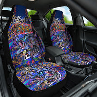 American Samoa Warrior Car Seat Cover Polynesian Fruit Bat Talofa Urban Graffiti Street Art TS04 One Size Blue Yellow - Polynesian Pride
