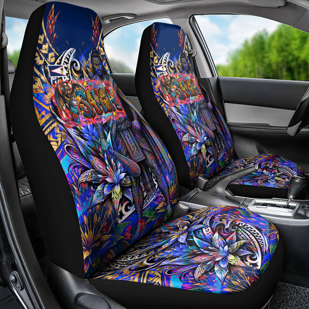 American Samoa Warrior Car Seat Cover Polynesian Fruit Bat Talofa Urban Graffiti Street Art TS04 - Polynesian Pride