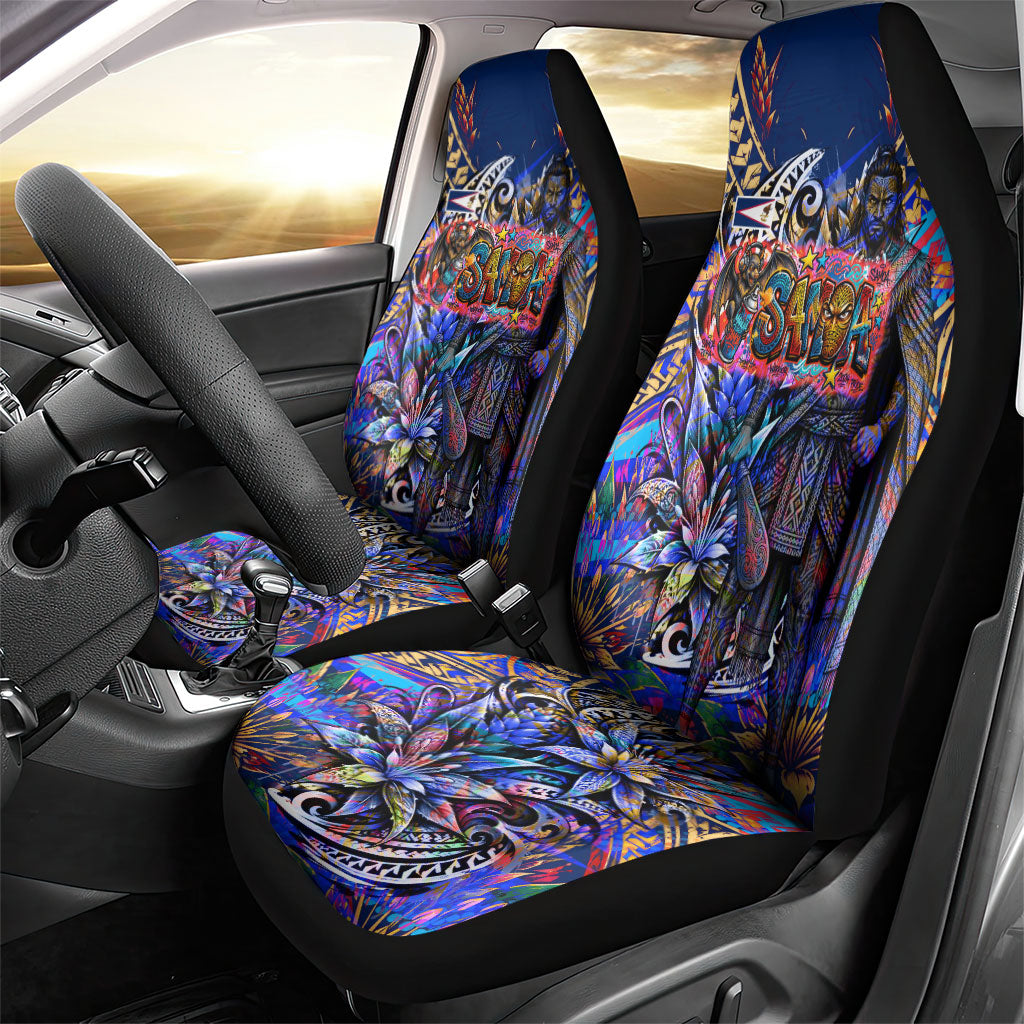 American Samoa Warrior Car Seat Cover Polynesian Fruit Bat Talofa Urban Graffiti Street Art TS04 - Polynesian Pride