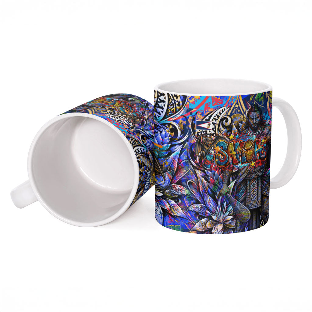 American Samoa Warrior Ceramic Mug Polynesian Fruit Bat Talofa Urban Graffiti Street Art TS04 - Polynesian Pride