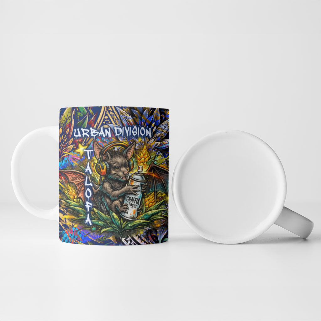American Samoa Warrior Ceramic Mug Polynesian Fruit Bat Talofa Urban Graffiti Street Art TS04 - Polynesian Pride