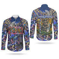 American Samoa Warrior Couples Matching Mermaid Dress and Long Sleeve Button Shirt Polynesian Fruit Bat Talofa Urban Graffiti Street Art TS04 - Polynesian Pride