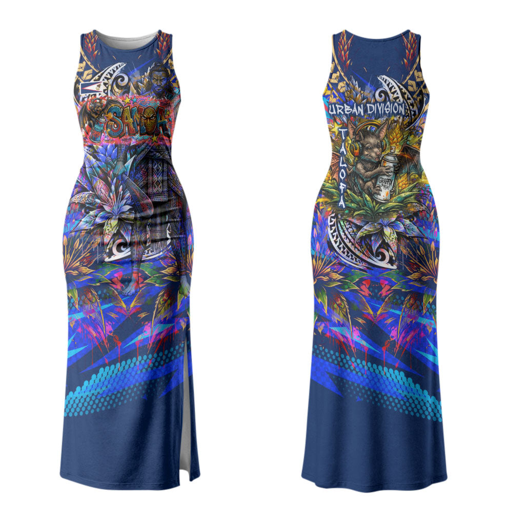 American Samoa Warrior Couples Matching Tank Maxi Dress and Hawaiian Shirt Polynesian Fruit Bat Talofa Urban Graffiti Street Art TS04 - Polynesian Pride