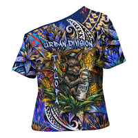 American Samoa Warrior Cross Shoulder Shirt Polynesian Fruit Bat Talofa Urban Graffiti Street Art TS04 - Polynesian Pride
