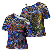 American Samoa Warrior Cross Shoulder Shirt Polynesian Fruit Bat Talofa Urban Graffiti Street Art TS04 - Polynesian Pride