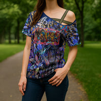 American Samoa Warrior Cross Shoulder Shirt Polynesian Fruit Bat Talofa Urban Graffiti Street Art TS04 - Polynesian Pride