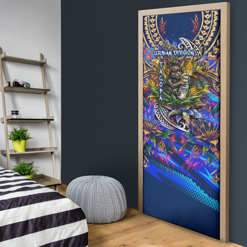 American Samoa Warrior Door Cover Polynesian Fruit Bat Talofa Urban Graffiti Street Art TS04 - Polynesian Pride