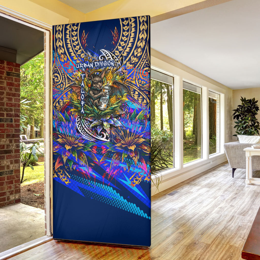 American Samoa Warrior Door Cover Polynesian Fruit Bat Talofa Urban Graffiti Street Art TS04 - Polynesian Pride