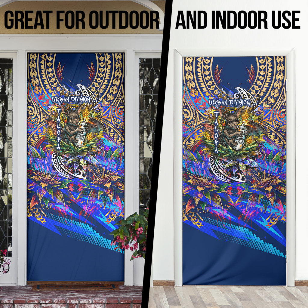 American Samoa Warrior Door Cover Polynesian Fruit Bat Talofa Urban Graffiti Street Art TS04 - Polynesian Pride