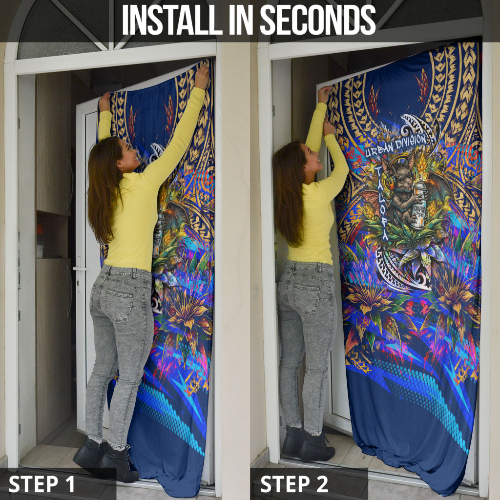 American Samoa Warrior Door Cover Polynesian Fruit Bat Talofa Urban Graffiti Street Art TS04 - Polynesian Pride