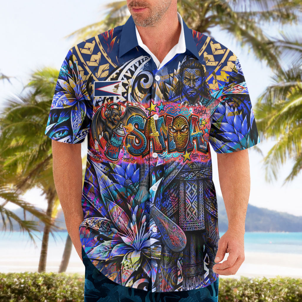 American Samoa Warrior Hawaiian Shirt Polynesian Fruit Bat Talofa Urban Graffiti Street Art TS04 - Polynesian Pride