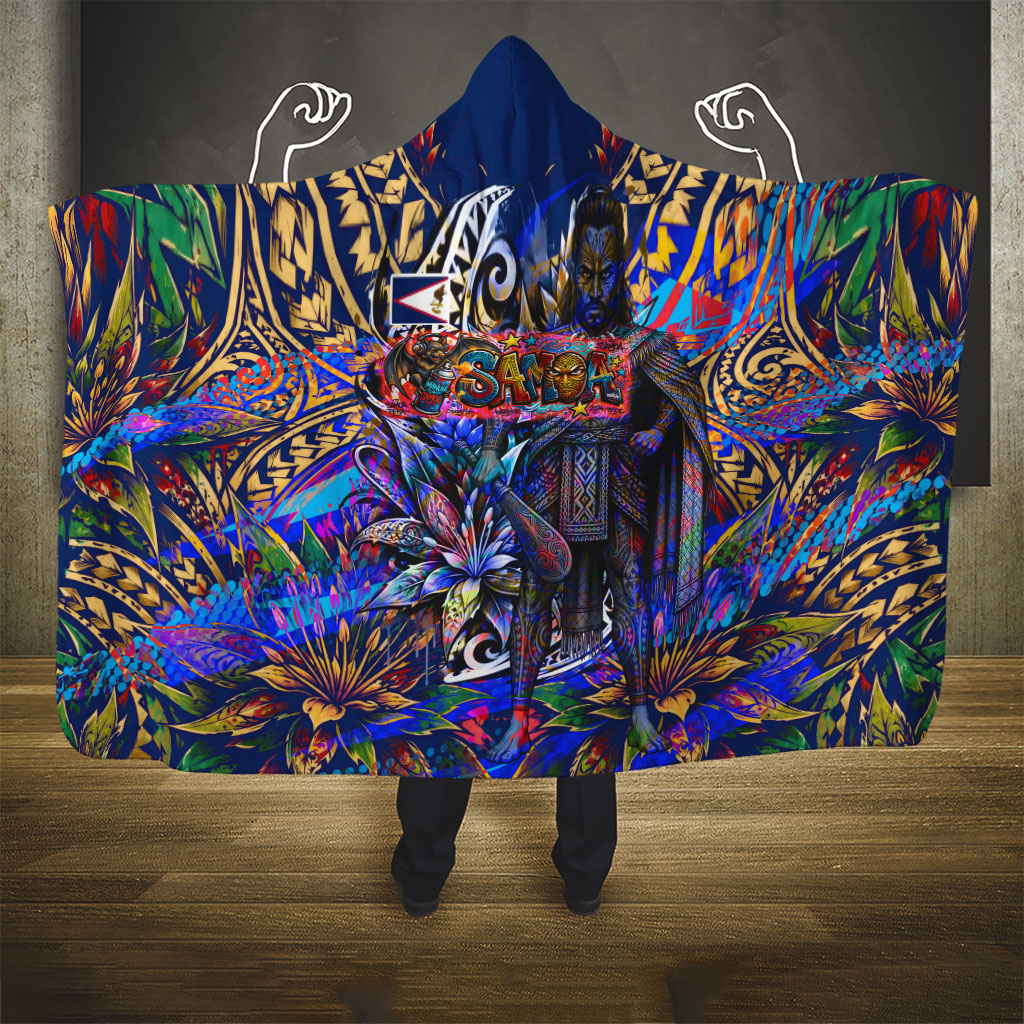 American Samoa Warrior Hooded Blanket Polynesian Fruit Bat Talofa Urban Graffiti Street Art TS04 - Polynesian Pride