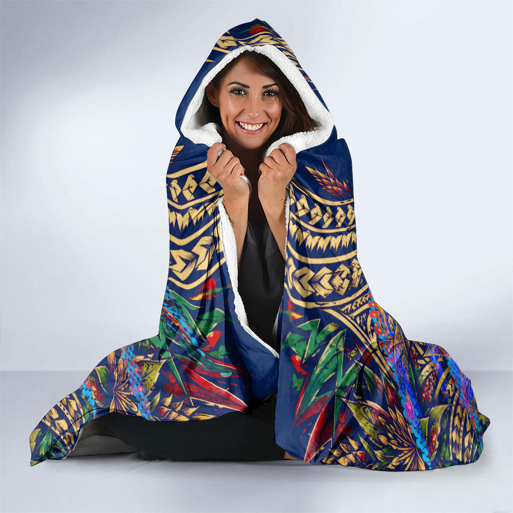 American Samoa Warrior Hooded Blanket Polynesian Fruit Bat Talofa Urban Graffiti Street Art TS04 - Polynesian Pride