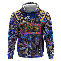 American Samoa Warrior Hoodie Polynesian Fruit Bat Talofa Urban Graffiti Street Art TS04 Pullover Hoodie Blue Yellow - Polynesian Pride