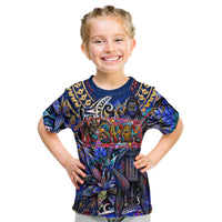 American Samoa Warrior Kid T Shirt Polynesian Fruit Bat Talofa Urban Graffiti Street Art TS04 Blue Yellow - Polynesian Pride