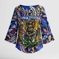 American Samoa Warrior Kimono Sleeve Blouse Polynesian Fruit Bat Talofa Urban Graffiti Street Art TS04 - Polynesian Pride