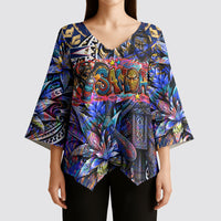 American Samoa Warrior Kimono Sleeve Blouse Polynesian Fruit Bat Talofa Urban Graffiti Street Art TS04 - Polynesian Pride