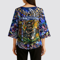 American Samoa Warrior Kimono Sleeve Blouse Polynesian Fruit Bat Talofa Urban Graffiti Street Art TS04 - Polynesian Pride