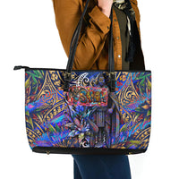 American Samoa Warrior Leather Tote Bag Polynesian Fruit Bat Talofa Urban Graffiti Street Art TS04 - Polynesian Pride