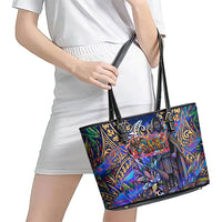 American Samoa Warrior Leather Tote Bag Polynesian Fruit Bat Talofa Urban Graffiti Street Art TS04 - Polynesian Pride
