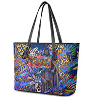 American Samoa Warrior Leather Tote Bag Polynesian Fruit Bat Talofa Urban Graffiti Street Art TS04 - Polynesian Pride