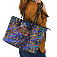 American Samoa Warrior Leather Tote Bag Polynesian Fruit Bat Talofa Urban Graffiti Street Art TS04 - Polynesian Pride