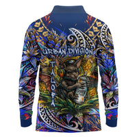 American Samoa Warrior Long Sleeve Polo Shirt Polynesian Fruit Bat Talofa Urban Graffiti Street Art TS04 - Polynesian Pride