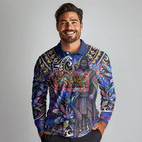 American Samoa Warrior Long Sleeve Polo Shirt Polynesian Fruit Bat Talofa Urban Graffiti Street Art TS04 - Polynesian Pride
