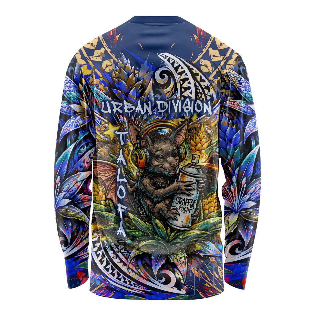 American Samoa Warrior Long Sleeve Shirt Polynesian Fruit Bat Talofa Urban Graffiti Street Art TS04 - Polynesian Pride