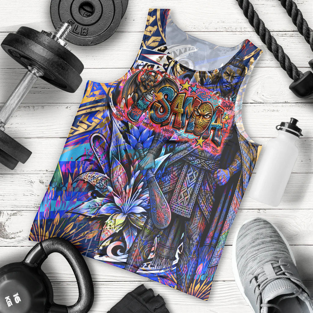 American Samoa Warrior Men Tank Top Polynesian Fruit Bat Talofa Urban Graffiti Street Art TS04 - Polynesian Pride