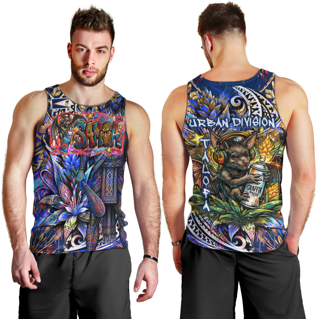 American Samoa Warrior Men Tank Top Polynesian Fruit Bat Talofa Urban Graffiti Street Art TS04 - Polynesian Pride
