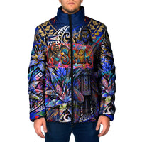 American Samoa Warrior Padded Jacket Polynesian Fruit Bat Talofa Urban Graffiti Street Art TS04 Men Blue Yellow - Polynesian Pride