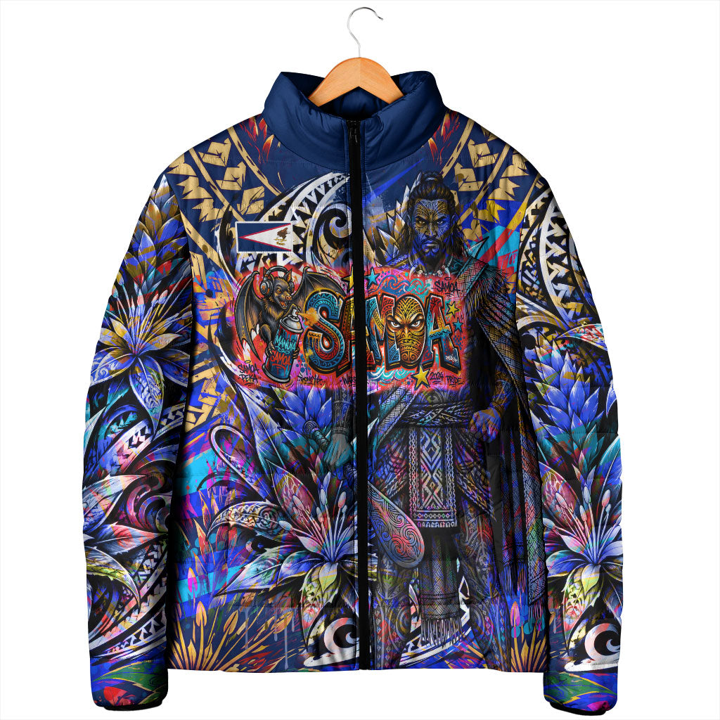 American Samoa Warrior Padded Jacket Polynesian Fruit Bat Talofa Urban Graffiti Street Art TS04 - Polynesian Pride