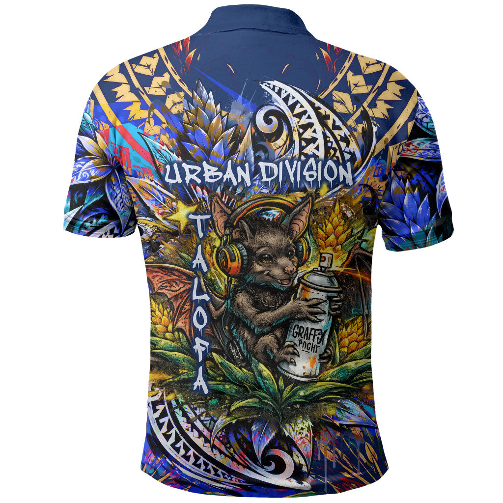 American Samoa Warrior Polo Shirt Polynesian Fruit Bat Talofa Urban Graffiti Street Art TS04 - Polynesian Pride