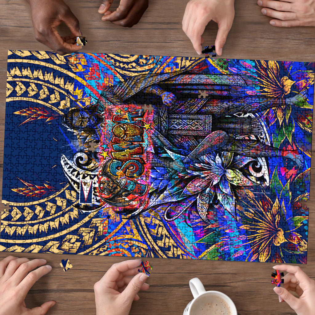 American Samoa Warrior Puzzle Polynesian Fruit Bat Talofa Urban Graffiti Street Art TS04 - Polynesian Pride