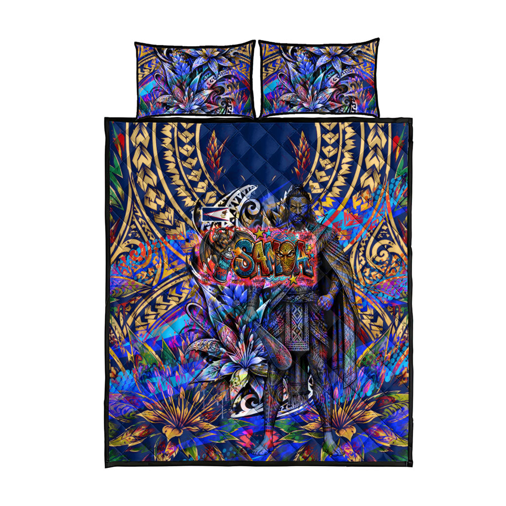 American Samoa Warrior Quilt Bed Set Polynesian Fruit Bat Talofa Urban Graffiti Street Art TS04 - Polynesian Pride