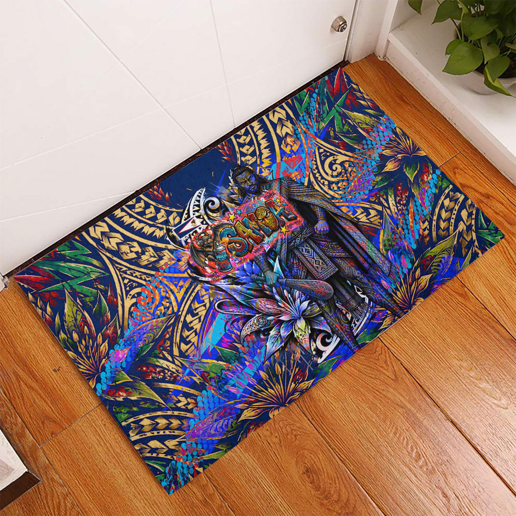 American Samoa Warrior Rubber Doormat Polynesian Fruit Bat Talofa Urban Graffiti Street Art TS04 - Polynesian Pride