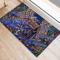 American Samoa Warrior Rubber Doormat Polynesian Fruit Bat Talofa Urban Graffiti Street Art TS04 - Polynesian Pride