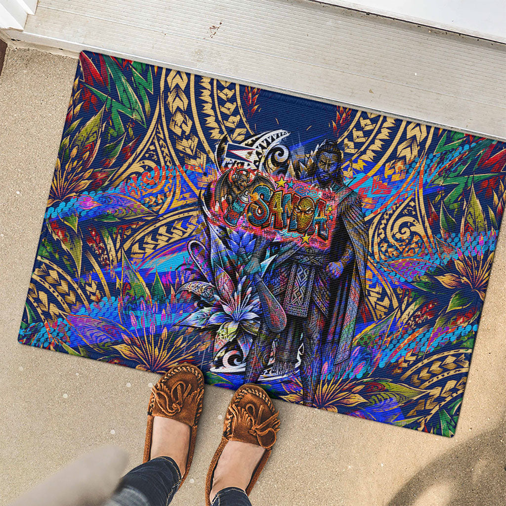 American Samoa Warrior Rubber Doormat Polynesian Fruit Bat Talofa Urban Graffiti Street Art TS04 - Polynesian Pride