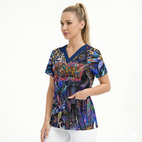 American Samoa Warrior Scrub Top Polynesian Fruit Bat Talofa Urban Graffiti Street Art TS04 - Polynesian Pride